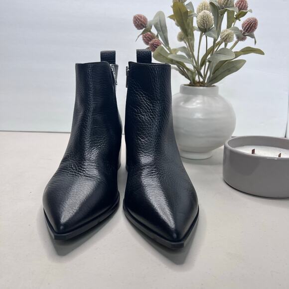Everlane The Boss Boot Pebbled Leather Black Chunky Heel Pointed Toe Women 8 - Picture 2 of 10